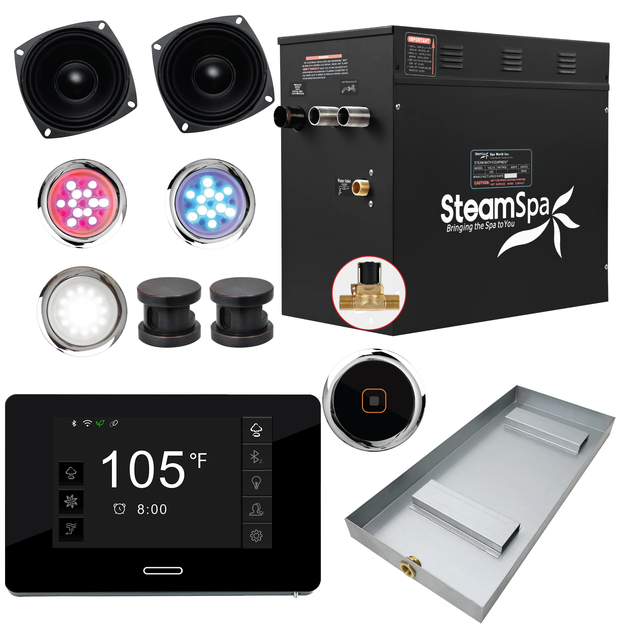 Black Series Steam Bath Generator with WiFi, Bluetooth Audio & Auto Drain - Image 13