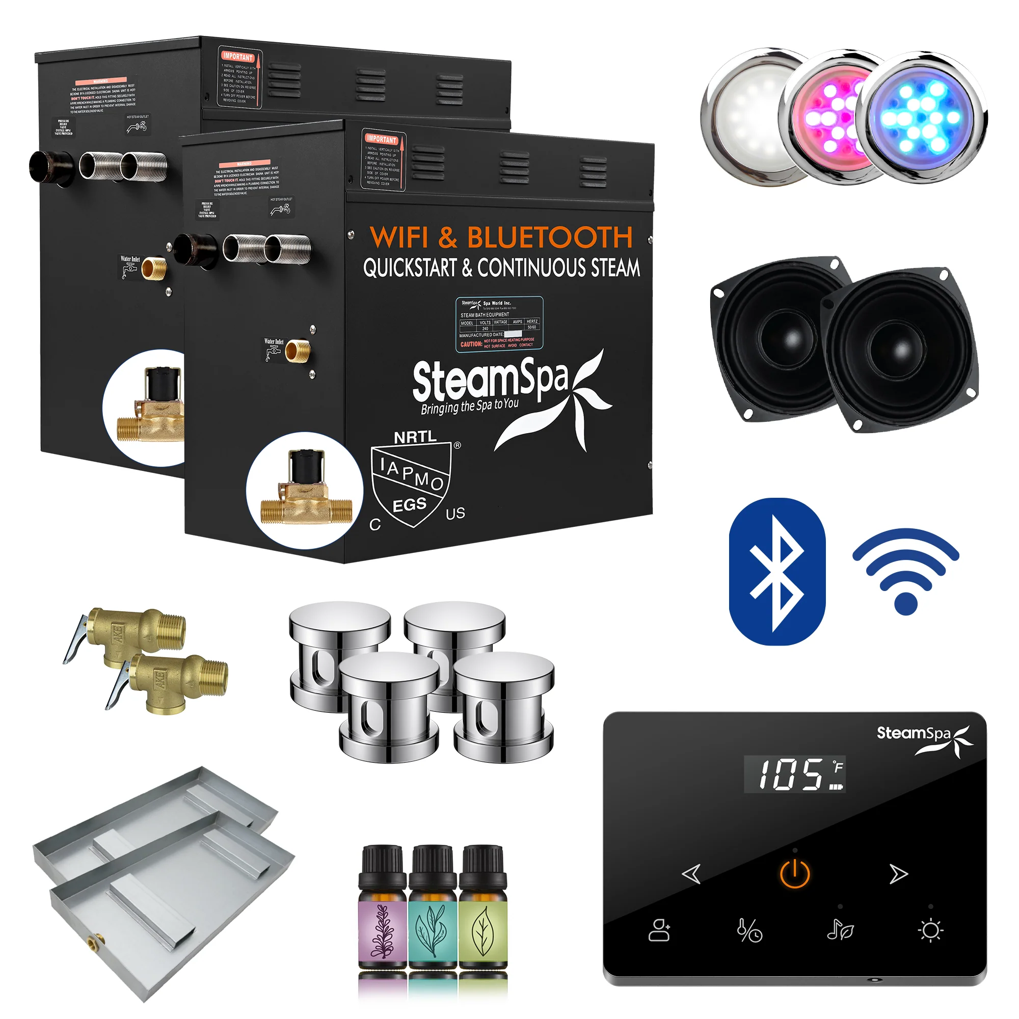 Black Series Steam Bath Generator with Wireless Control, BLUETOOTH, WIFI, Auto Drain, and Multiple Finish Options - Image 20