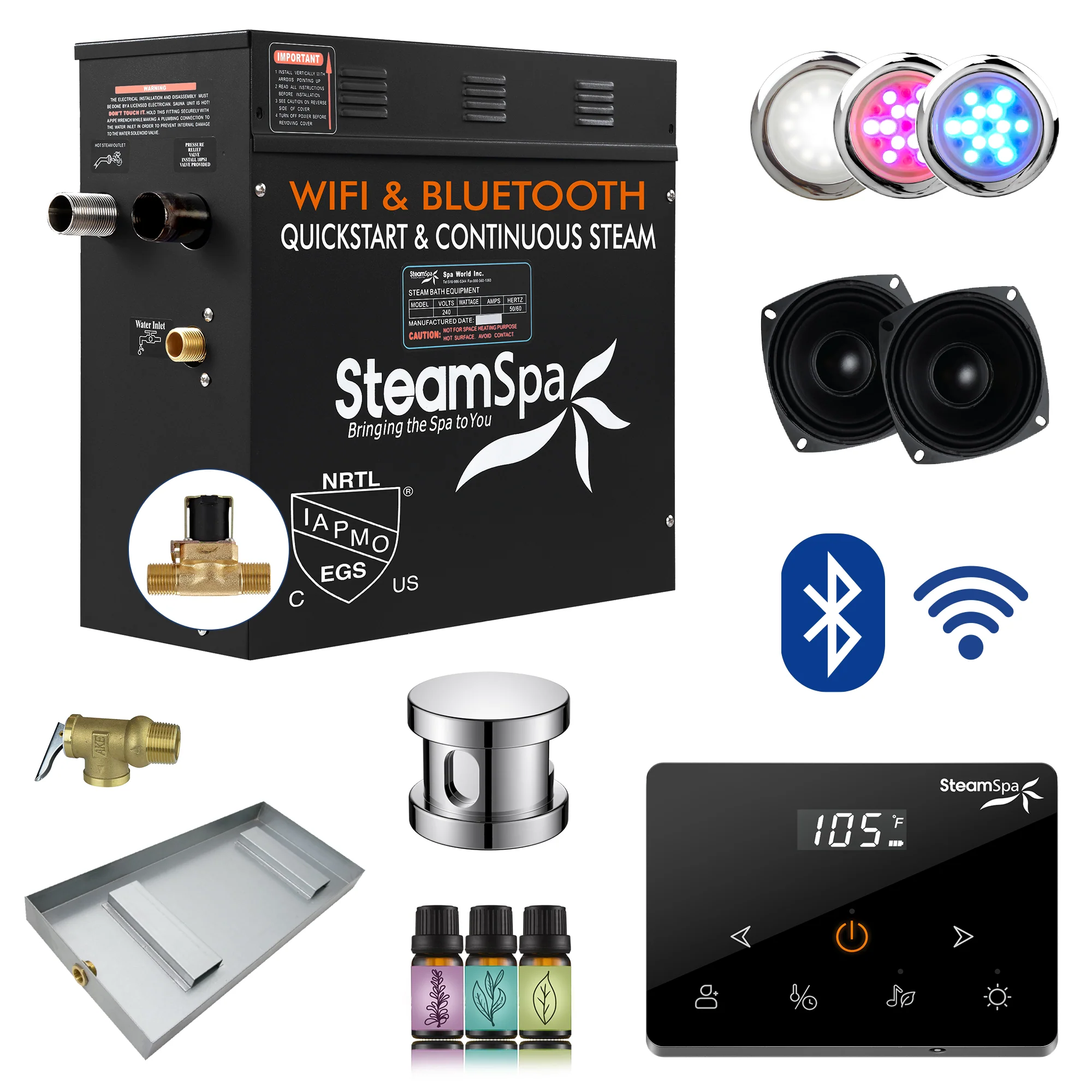 Black Series Steam Bath Generator with Wireless Control, BLUETOOTH, WIFI, Auto Drain, and Multiple Finish Options - Image 25