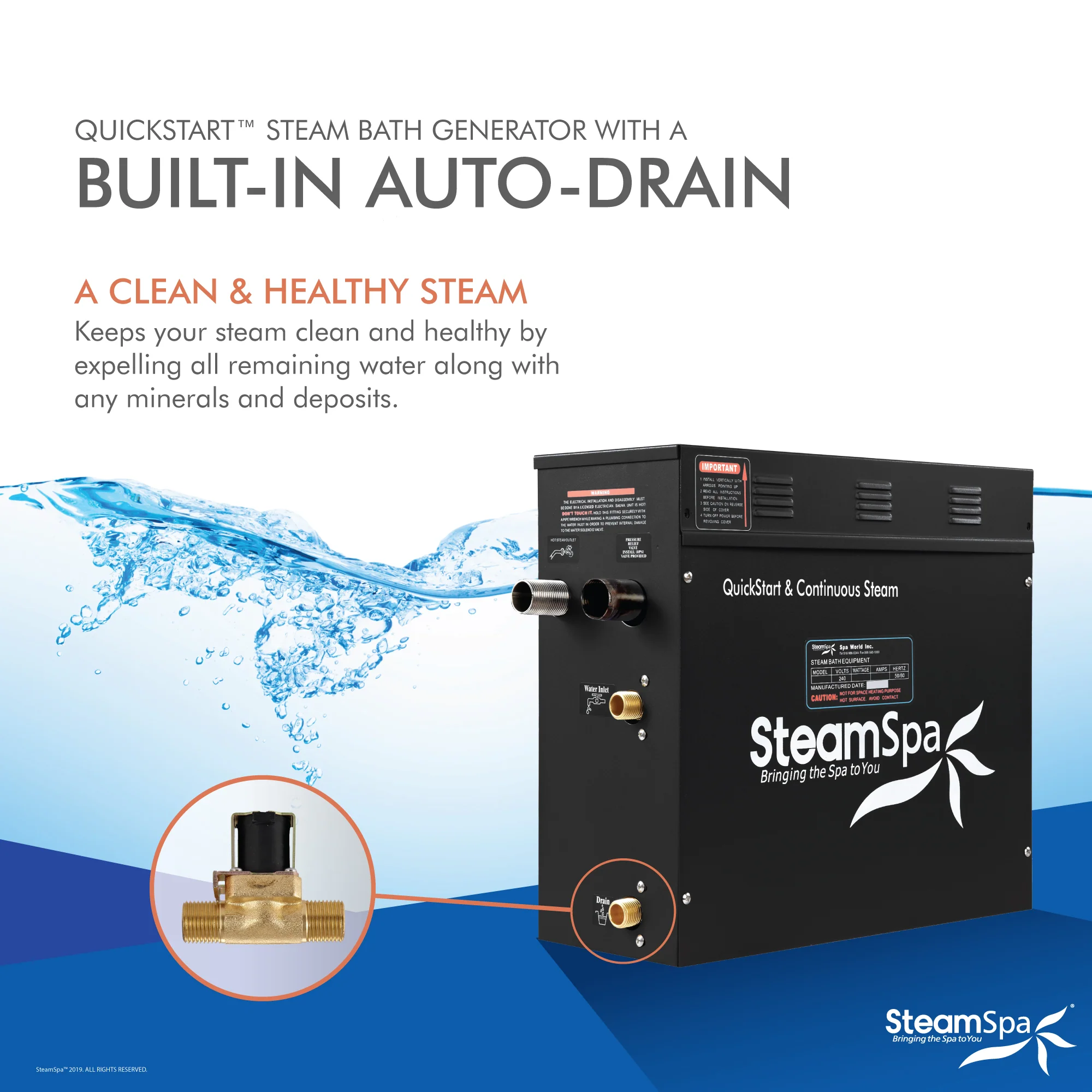 SteamSpa 9 KW QuickStart Acu-Steam Bath Generator in Blue - Image 5