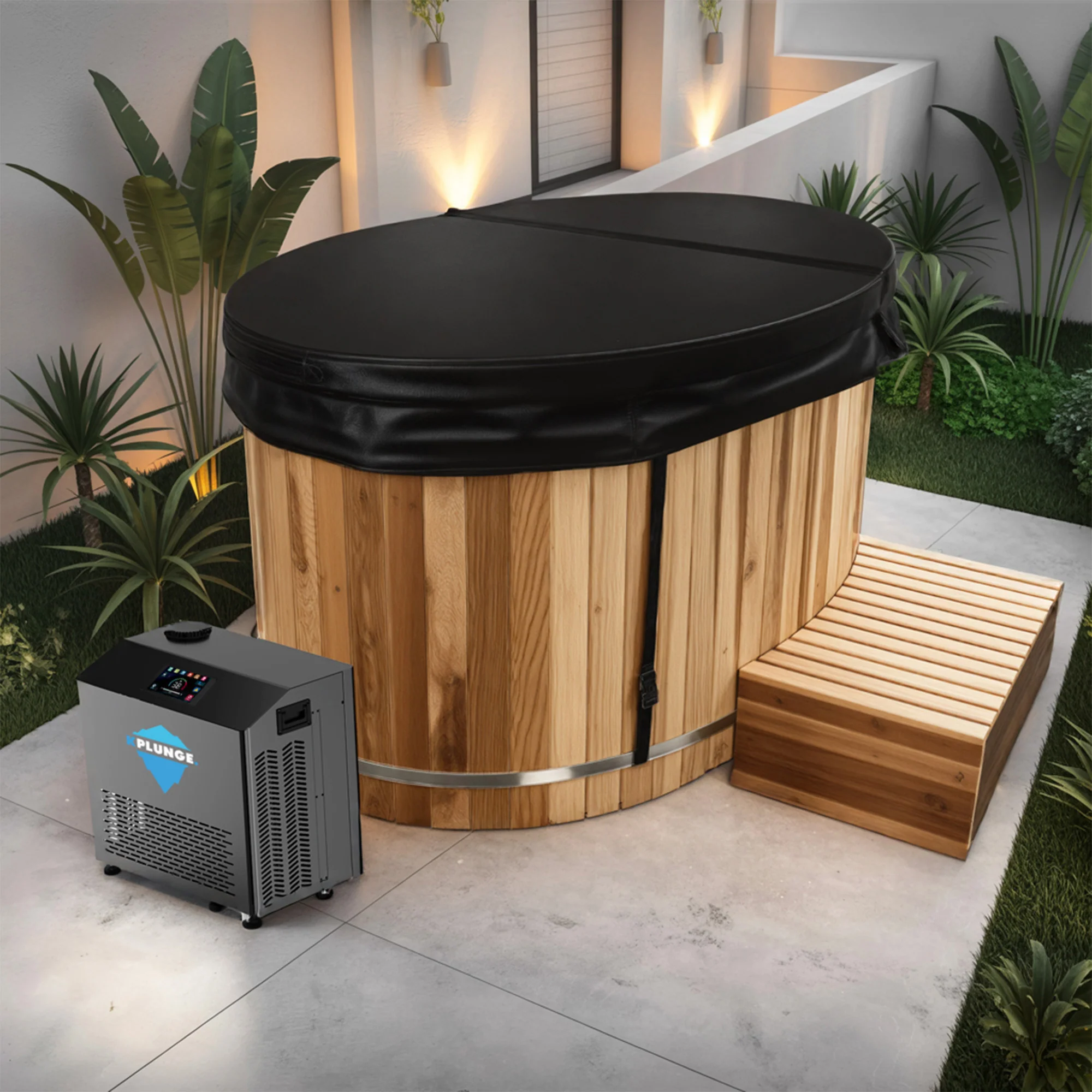 62 in. 2-Person 0-Jet Cedar Cold Plunge Ice Bath/Hot Tub with 24 in. Depth and 169 Gal. Capacity in Natural Finish - Image 3