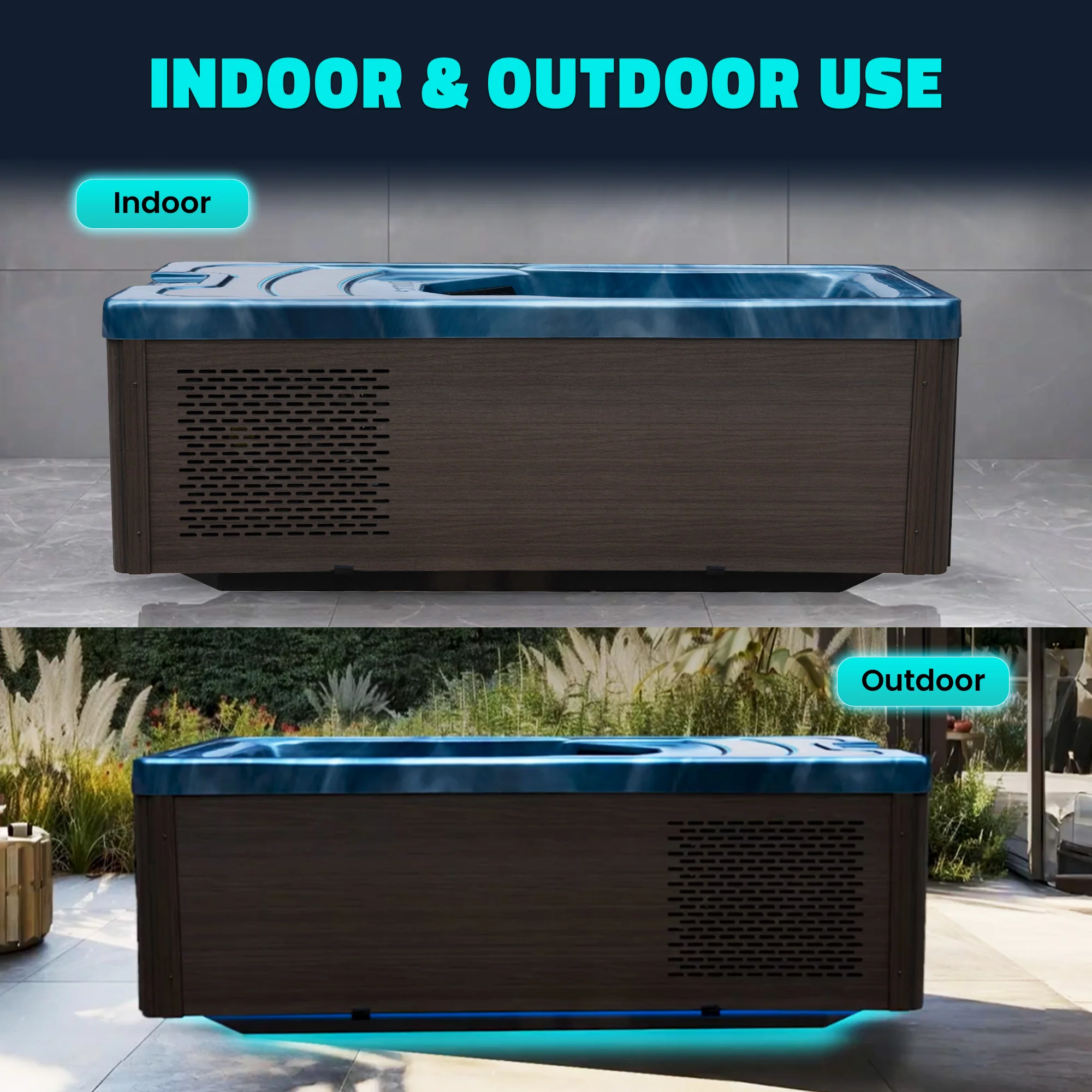 All-in-One Cold Plunge and Hot Tub with Built-in Chiller, Lights, and WiFi in Blue - Image 16