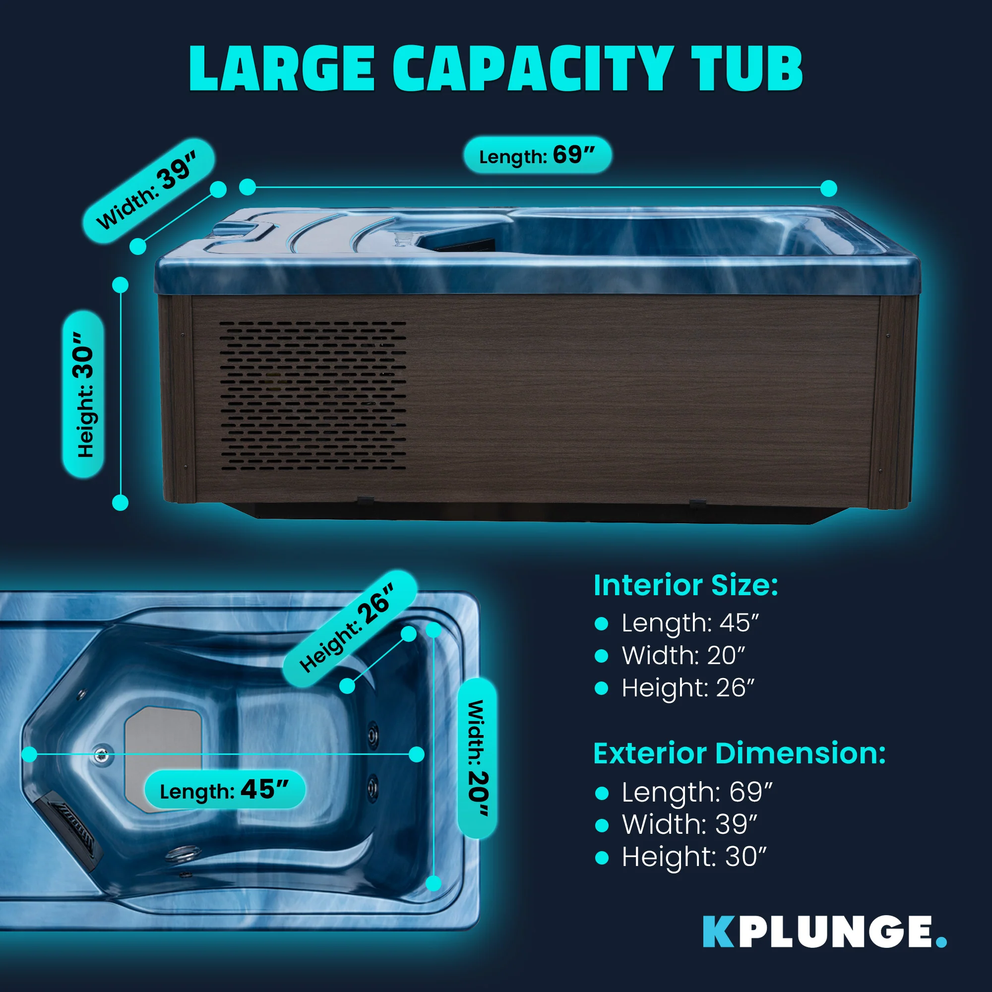 All-in-One Cold Plunge and Hot Tub with Built-in Chiller, Lights, and WiFi in Blue - Image 7