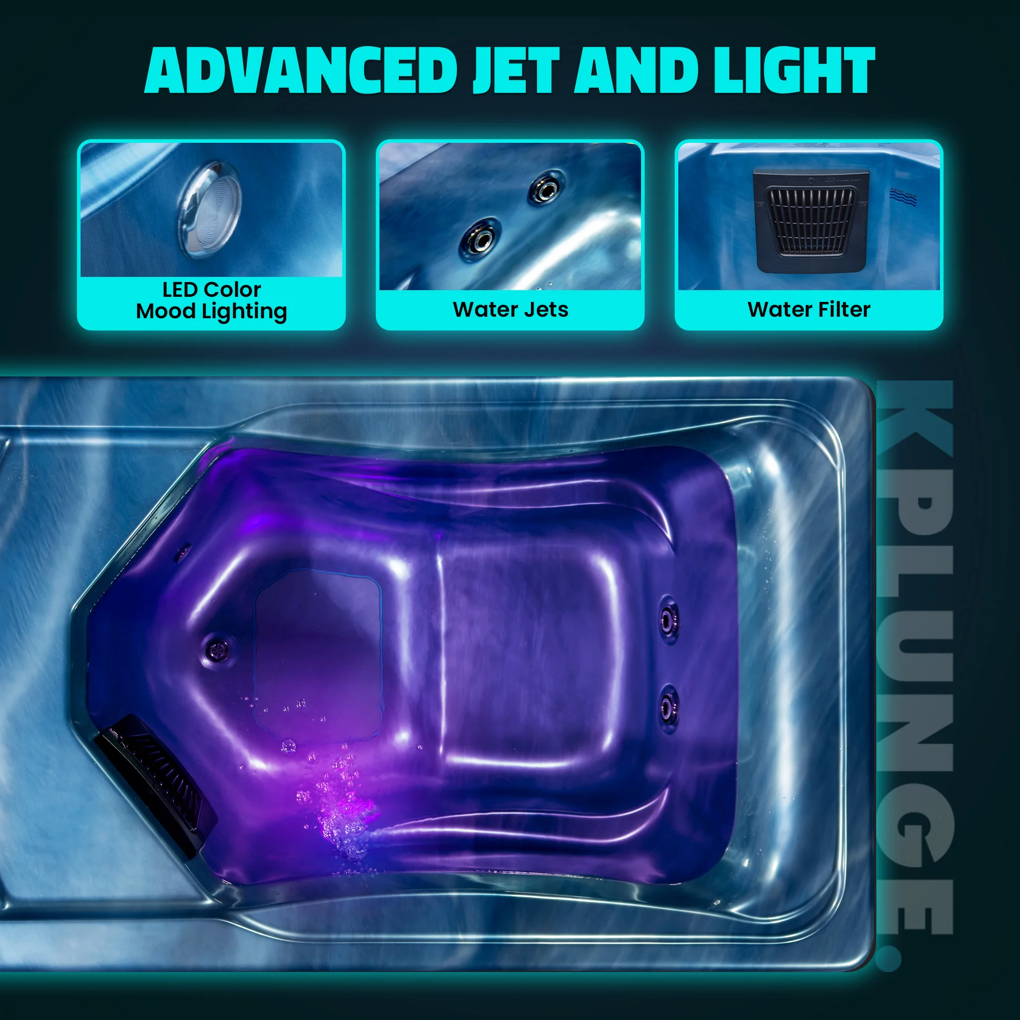All-in-One Cold Plunge and Hot Tub with Built-in Chiller, Lights, and WiFi in Blue - Image 8