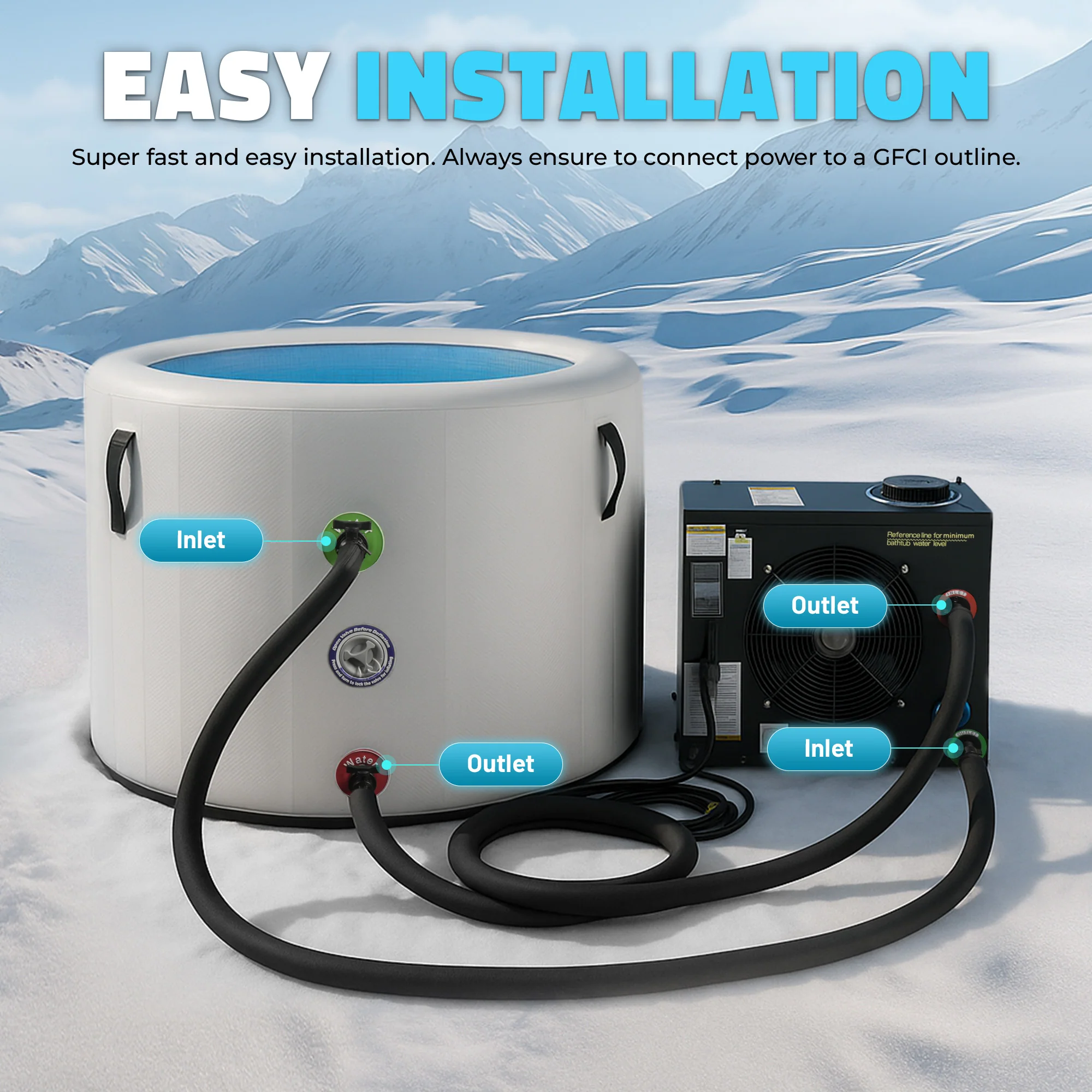 Gale Cold Plunge Chiller and Heater in Black with Cooling and Heating, WiFi App Control, and Filter - Image 6