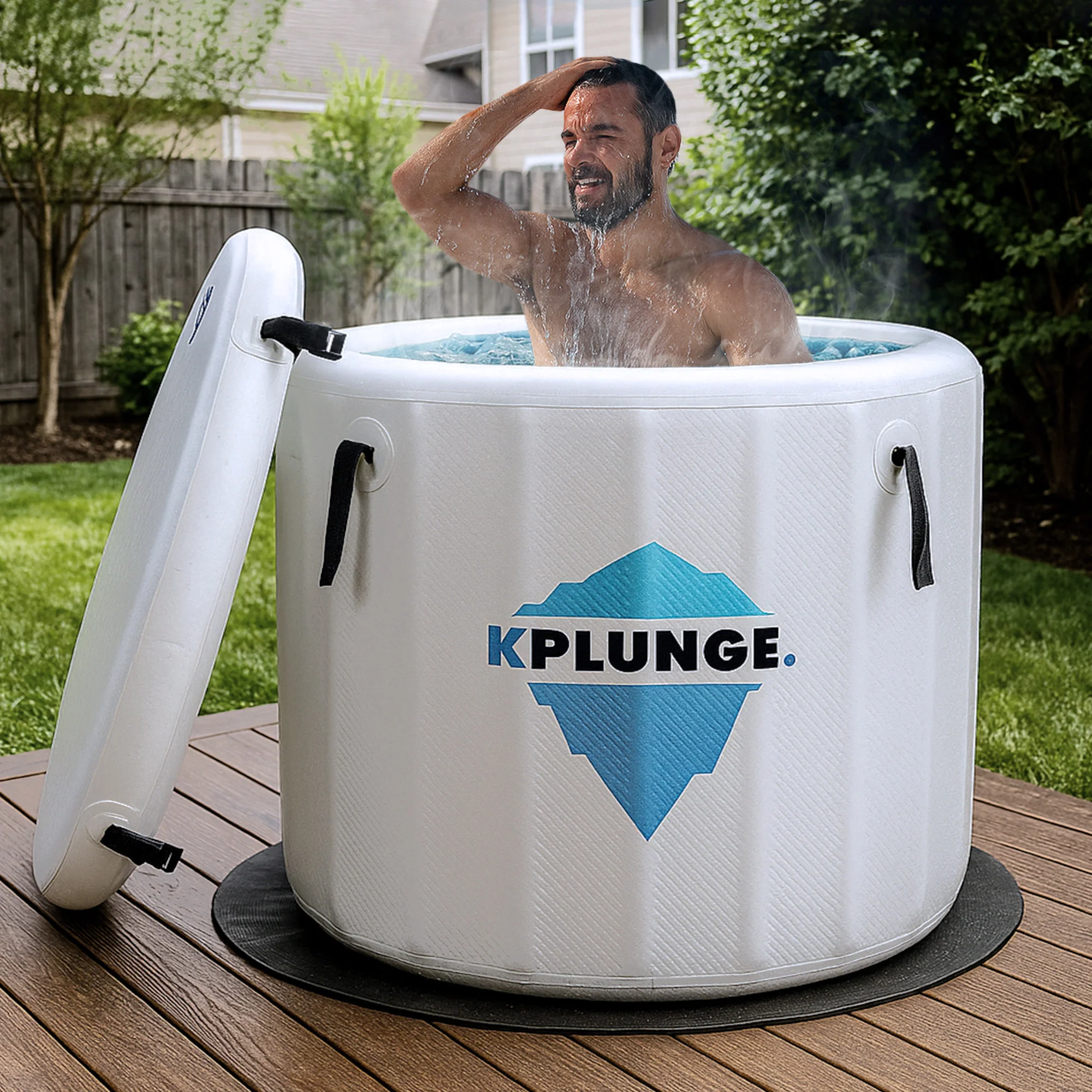 Arctic Fox 1-Person Inflatable Cold Plunge Ice Bath Tub/Hot Tub with PVC Insulated Lid, Pump, and Repair Kit in Gray - Image 3