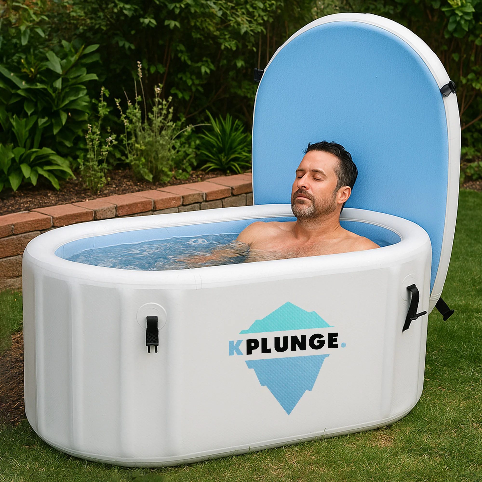 Kodiak 1-Person Inflatable Cold Plunge Ice Bath Tub/Hot Tub with PVC Insulated Lid, Hand Pump, and Repair Kit in Gray - Image 3