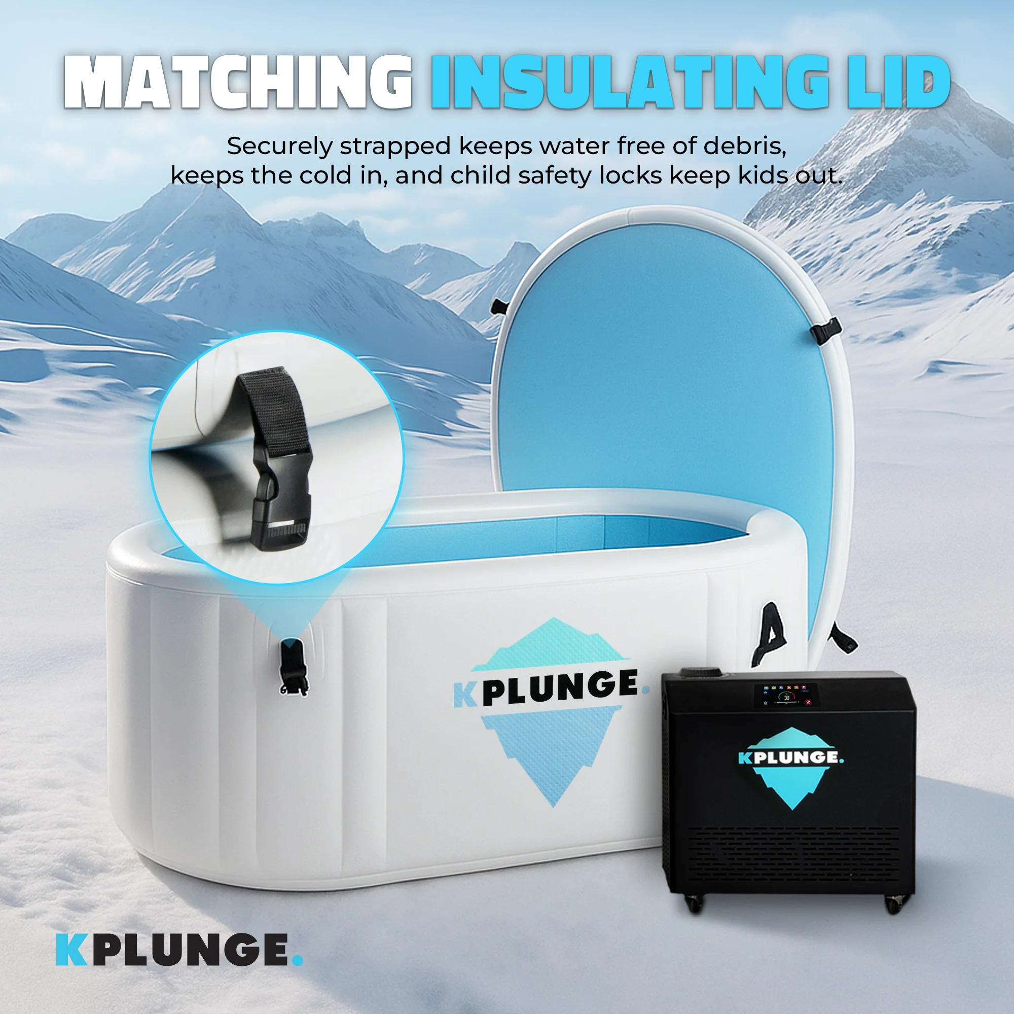 Kodiak 1-Person Inflatable Cold Plunge Ice Bath Tub/Hot Tub with PVC Insulated Lid, Hand Pump, and Repair Kit in Gray - Image 4