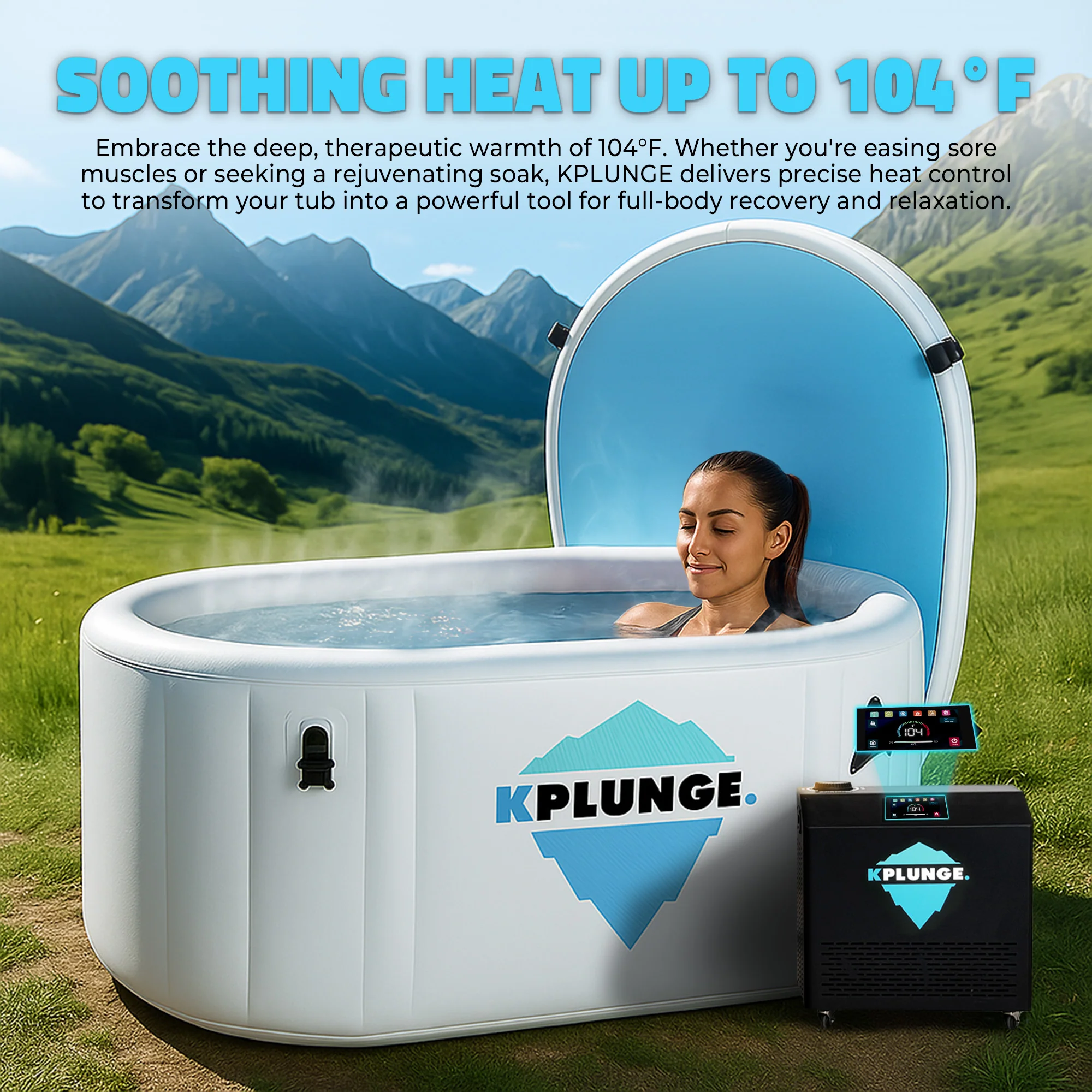 Kodiak 1-Person Inflatable Cold Plunge Ice Bath Tub/Hot Tub with PVC Insulated Lid, Hand Pump, and Repair Kit in Gray - Image 6