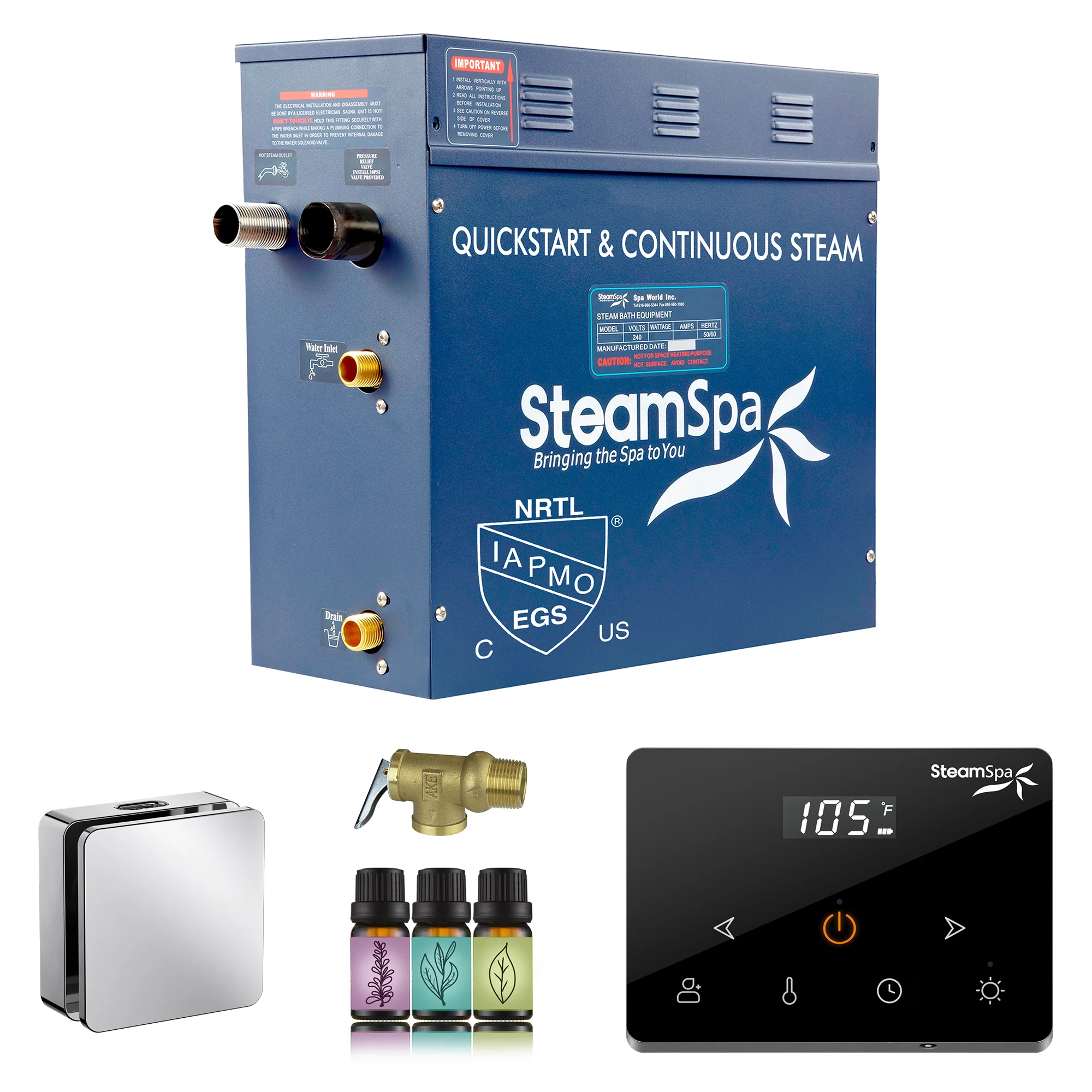 Oasis Series Steam Bath Generator with Wireless Control, QuickStart Technology, and Continuous Steam Output - Image 15