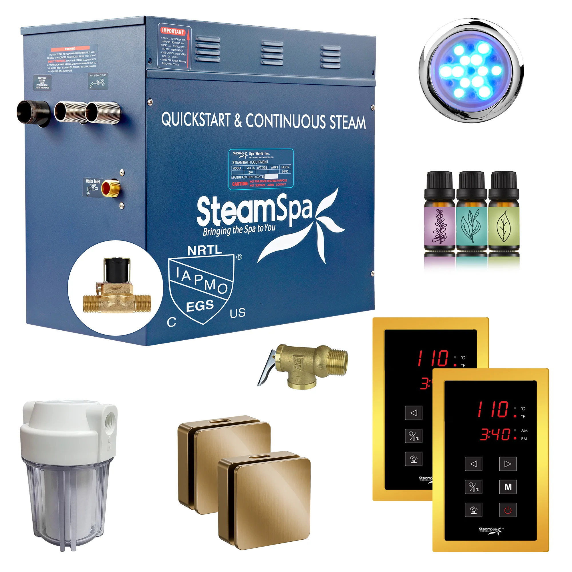 Royal Series Steam Bath Generator with Continuous Steam, Dual Touch Control, Chroma Lighting, Auto Drain & Water Filter - Image 16