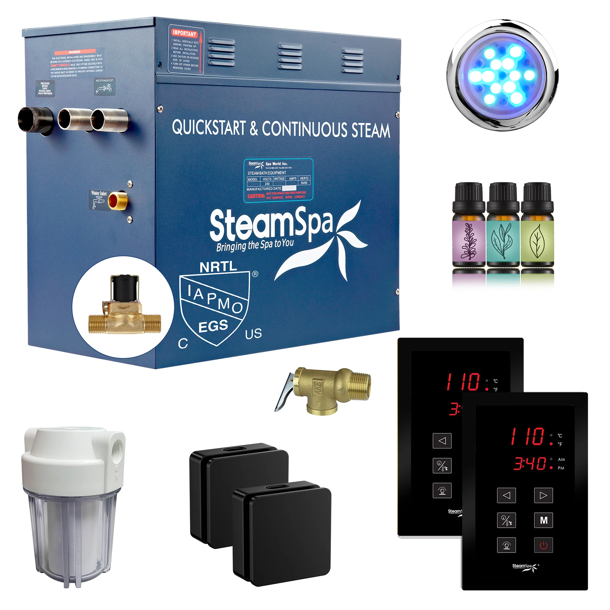 Royal Series Steam Bath Generator with Continuous Steam, Dual Touch Control, Chroma Lighting, Auto Drain & Water Filter - Image 17