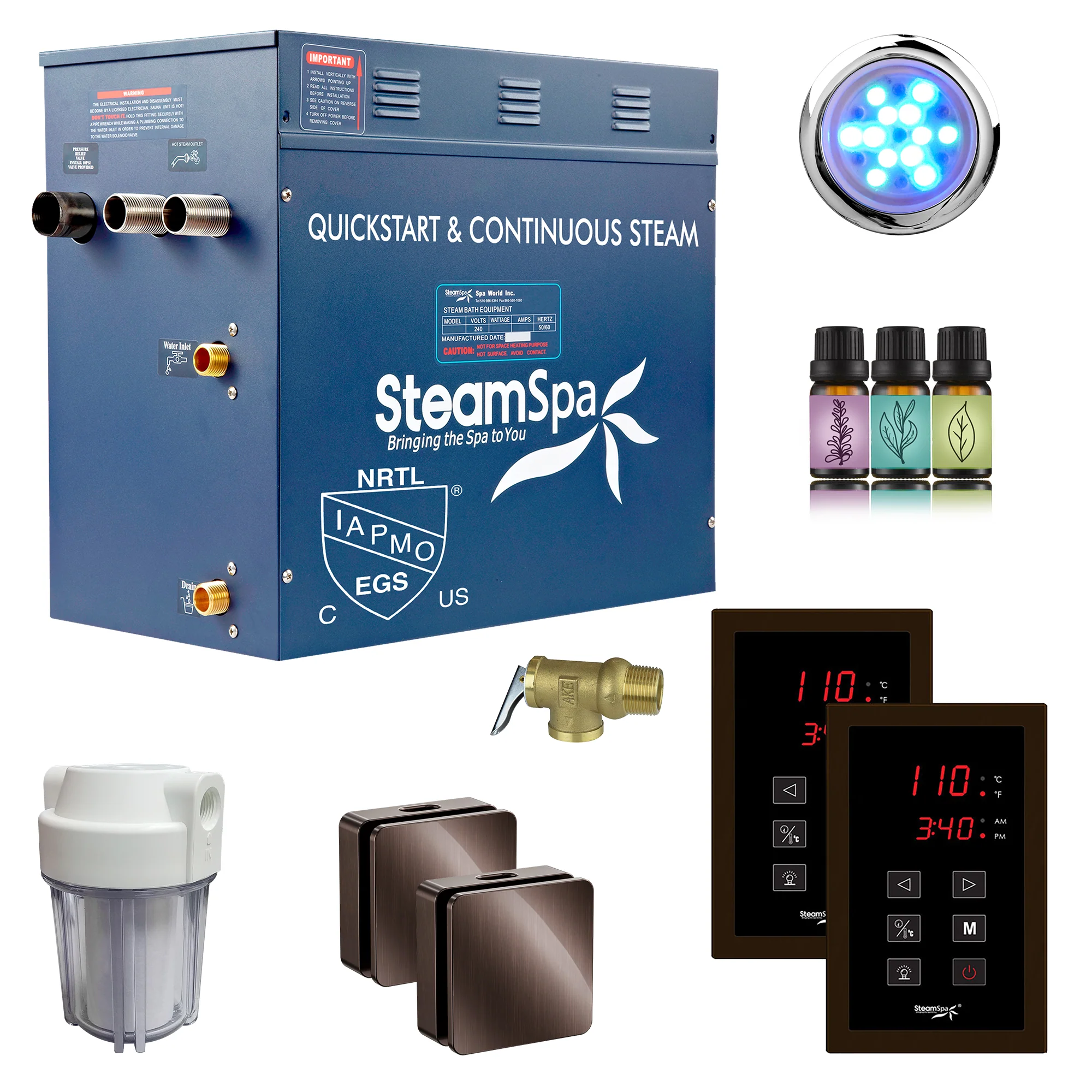 Royal Series Steam Bath Generator with Continuous Steam, Dual Touch Control, Chroma Lighting, Auto Drain & Water Filter - Image 18