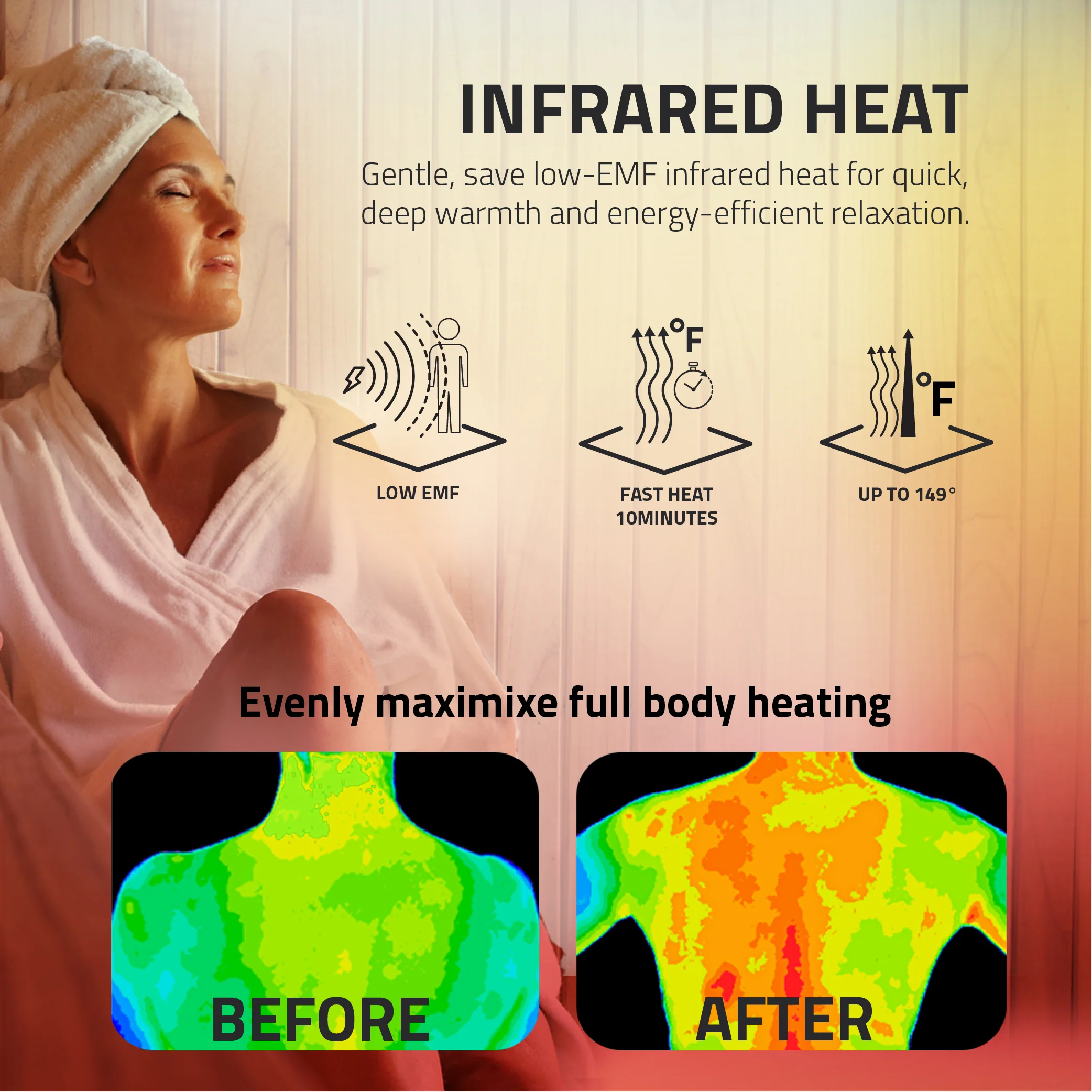 Maldives 3- Person Indoor Hemlock Wooden Carbon FAR Infrared Home Sauna Room with LED Touch Control Panel and Heater - Image 11