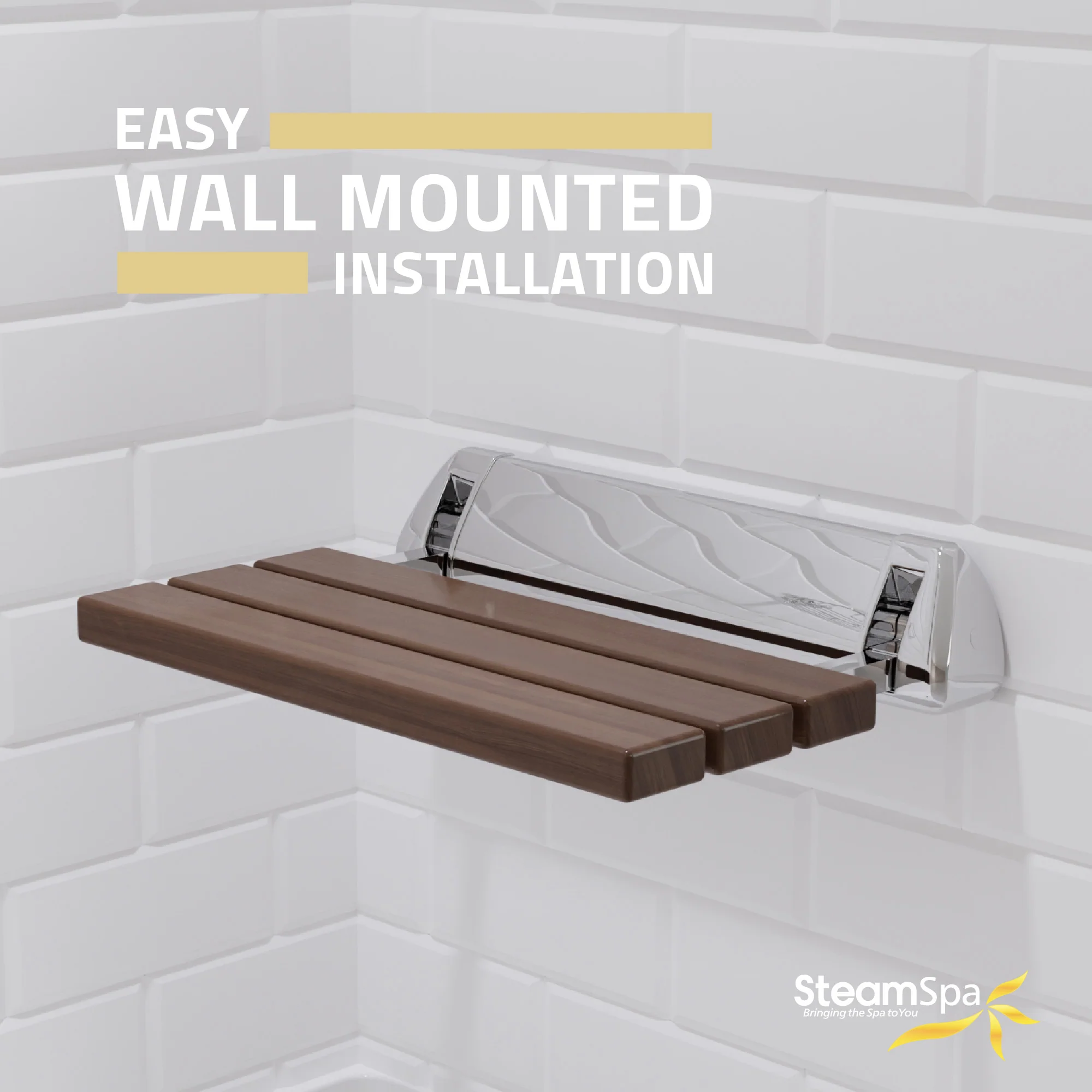 Kind 20 in. Teak Wall Mounted Folding Shower Seat - Image 7